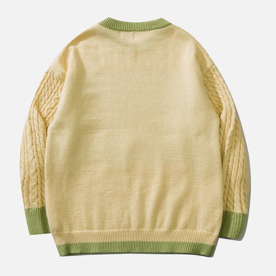 Stilla | Drejet Pullover med Pastel Sky Mønster