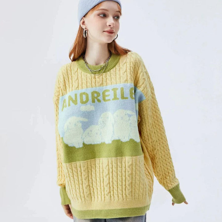 Stilla | Drejet Pullover med Pastel Sky Mønster