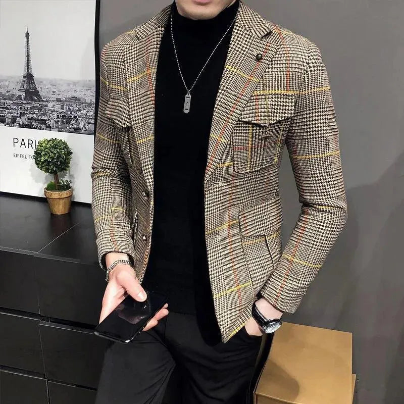 Stilla | Herre Blazer - Tjekket Houndstooth Blazer