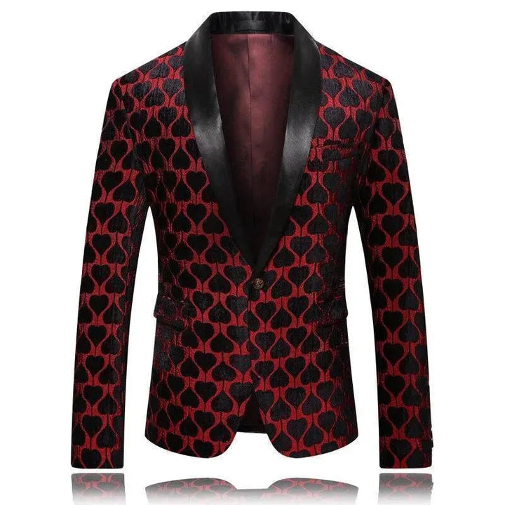 Stilla | Herre Blazer - Rød Reverskrave Smoking Blazer