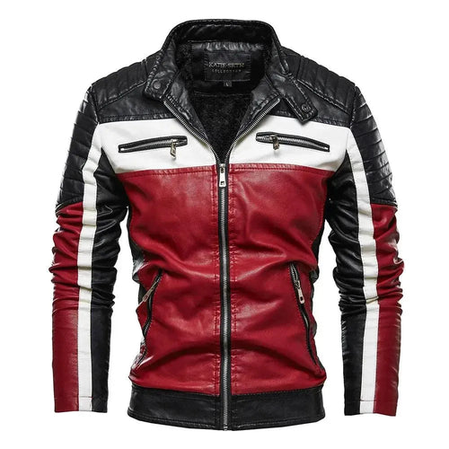 Stilla | Herre PU-læder patchwork bikerjakke