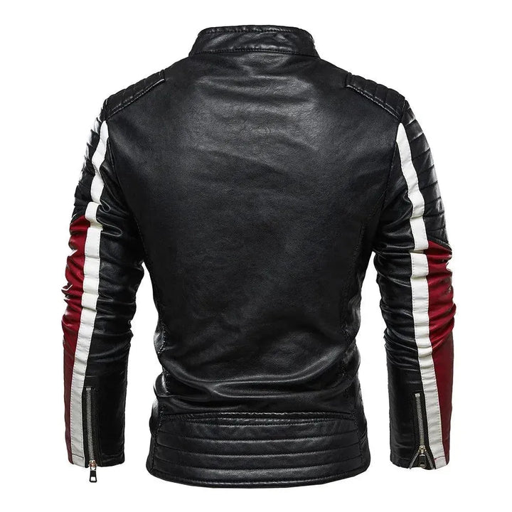 Stilla | Herre PU-læder patchwork bikerjakke