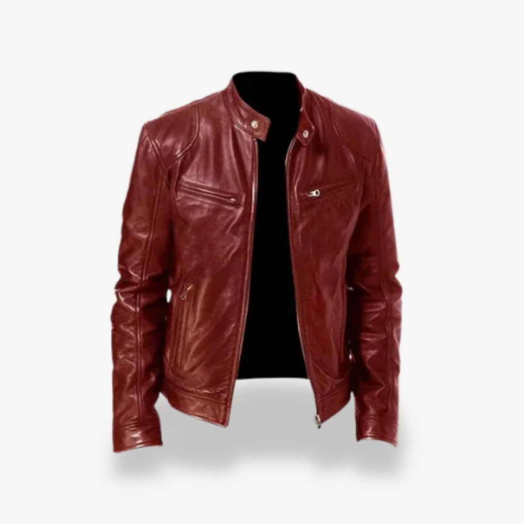 Stilla | Herre Premium Læder Bikerjakke - Lynlås-stil
