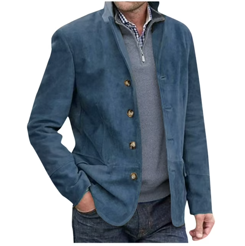 Stilla | Herre Suede Blazer Jakke, Blå & Brun, Elegant & Alsidig