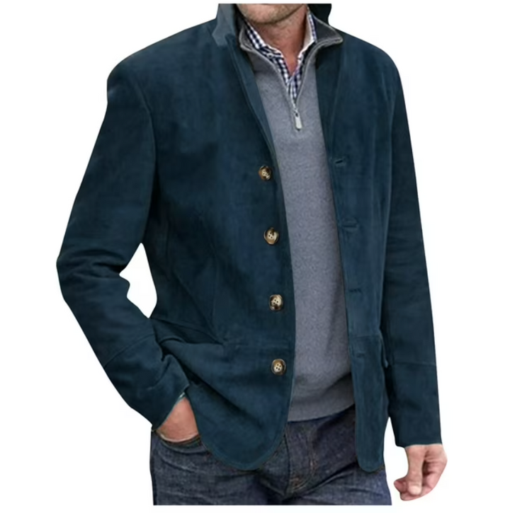 Stilla | Herre Suede Blazer Jakke, Blå & Brun, Elegant & Alsidig