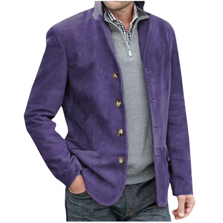 Stilla | Herre Suede Blazer Jakke, Blå & Brun, Elegant & Alsidig