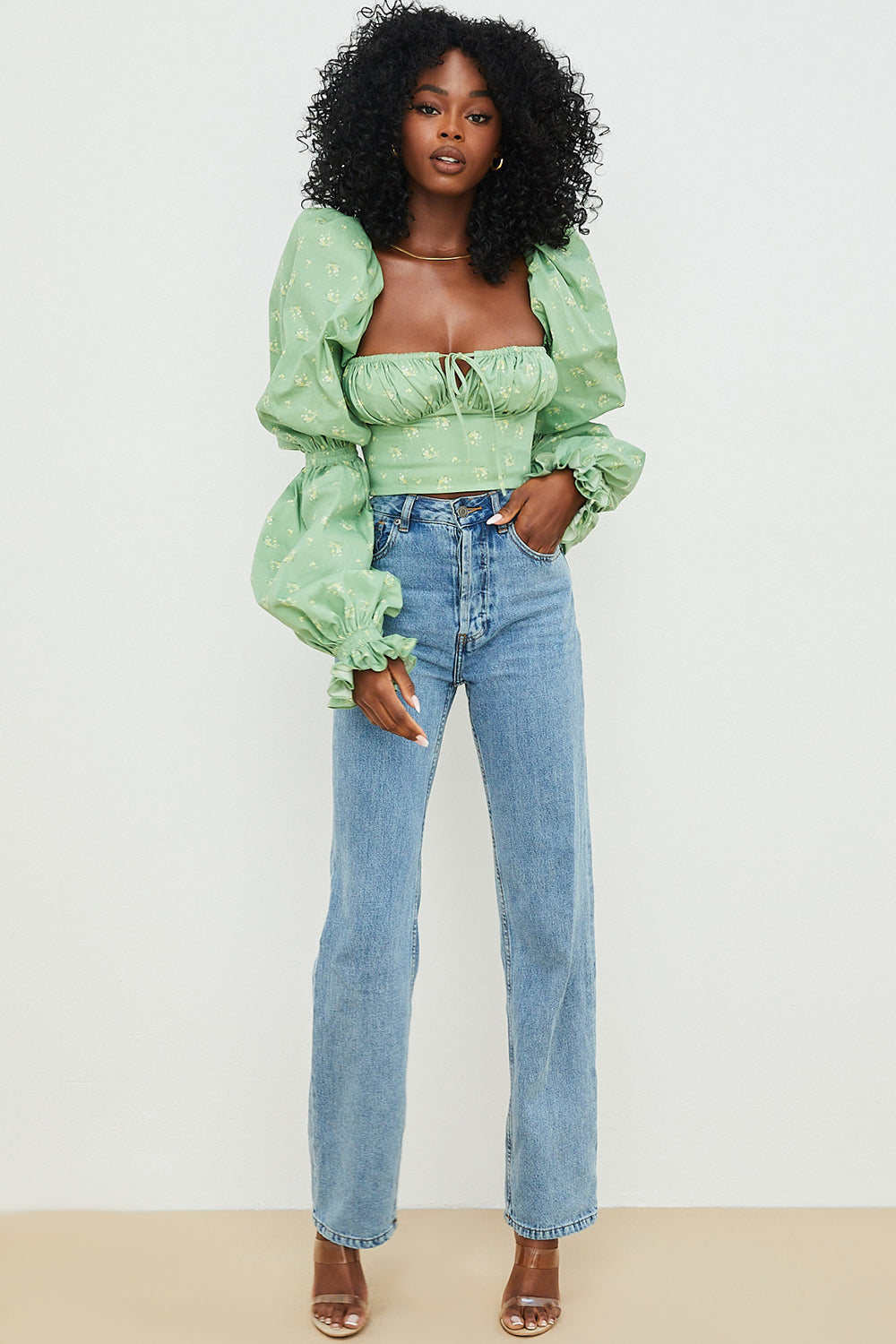 Stilla | Cropped Korsettop Med Blomster