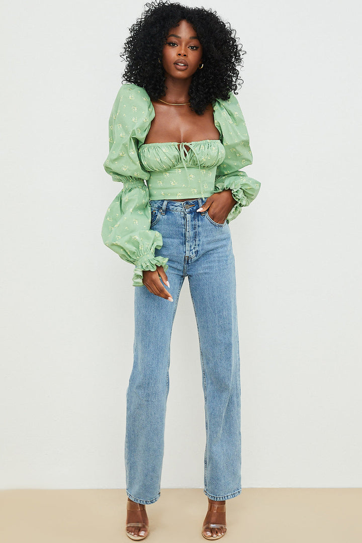 Stilla | Cropped Korsettop Med Blomster