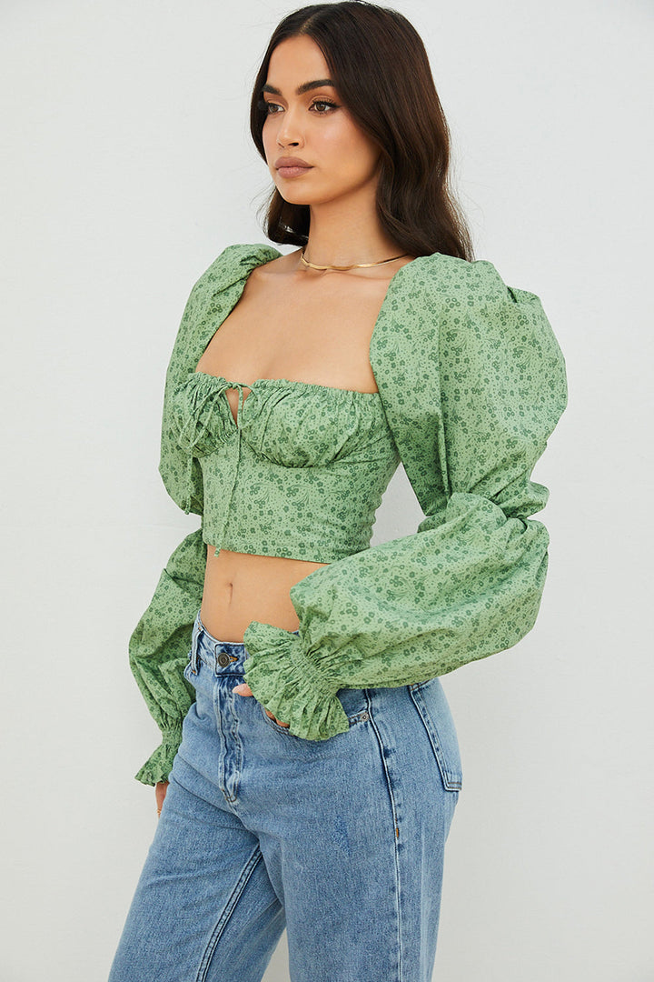 Stilla | Cropped Korsettop Med Blomster