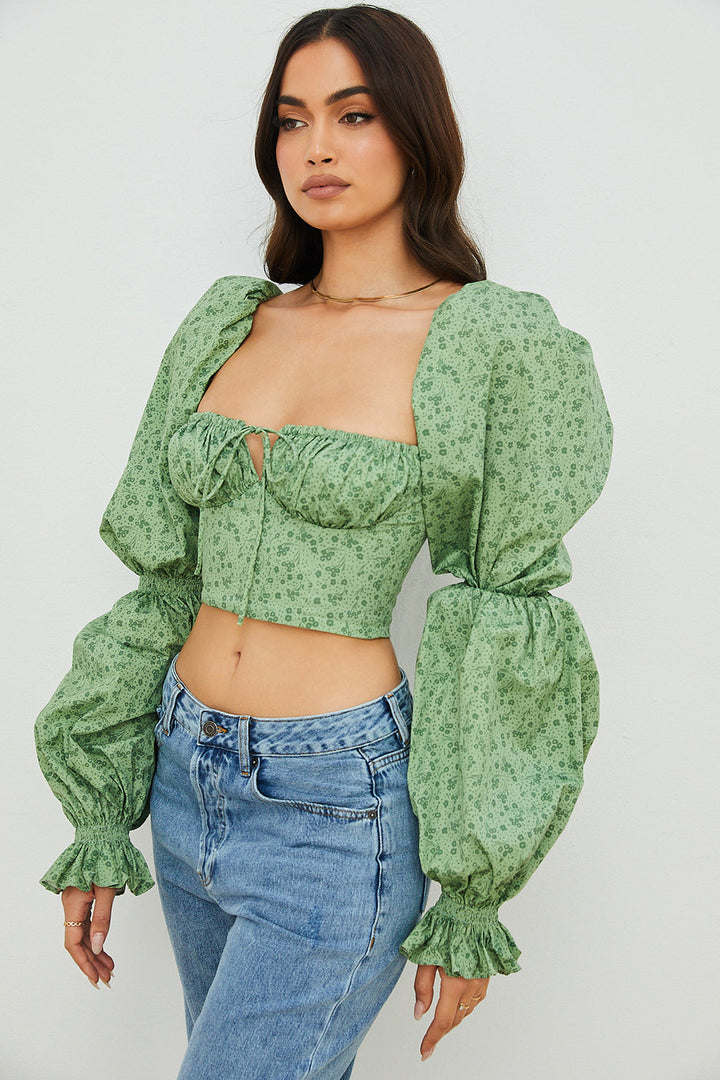 Stilla | Cropped Korsettop Med Blomster