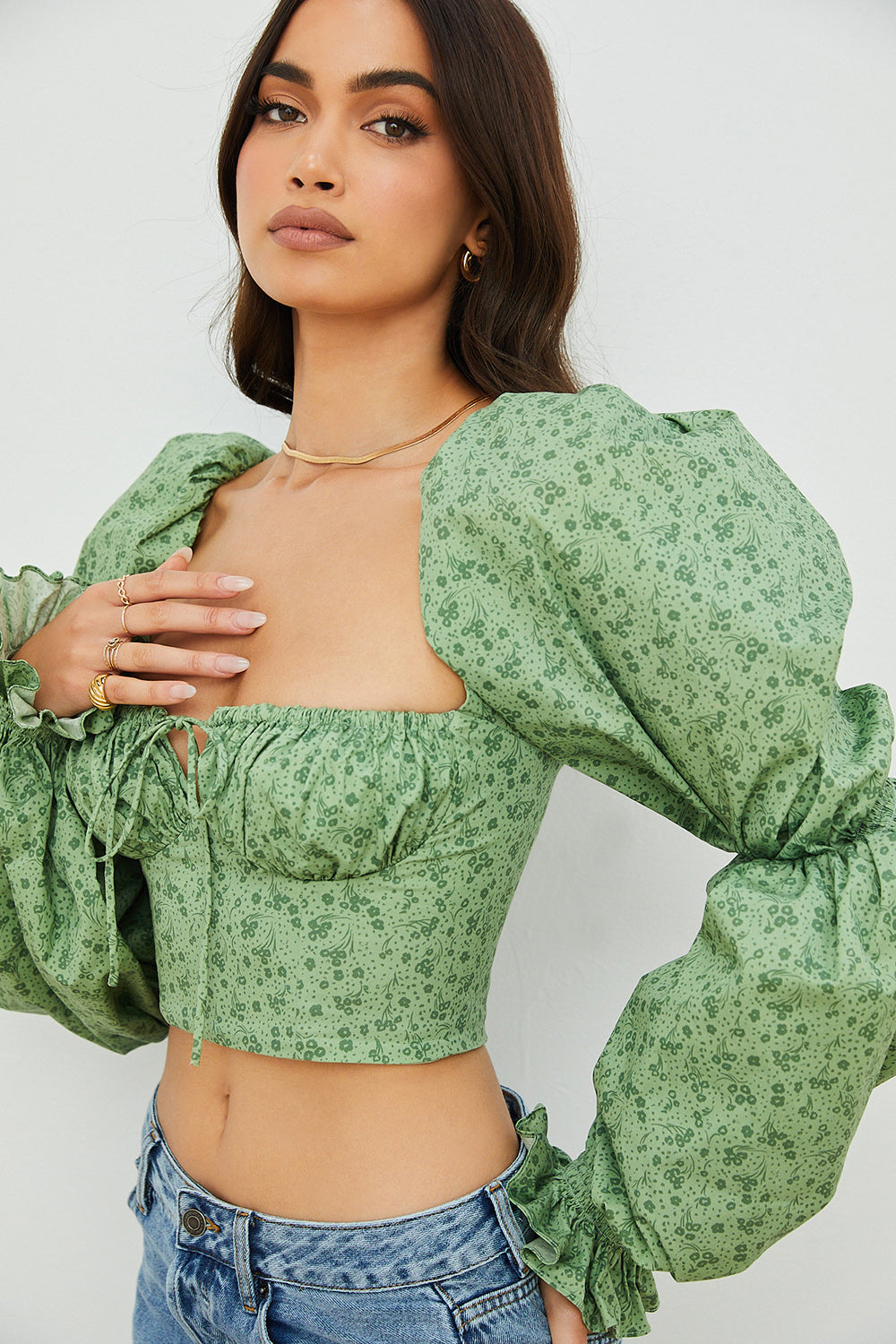 Stilla | Cropped Korsettop Med Blomster