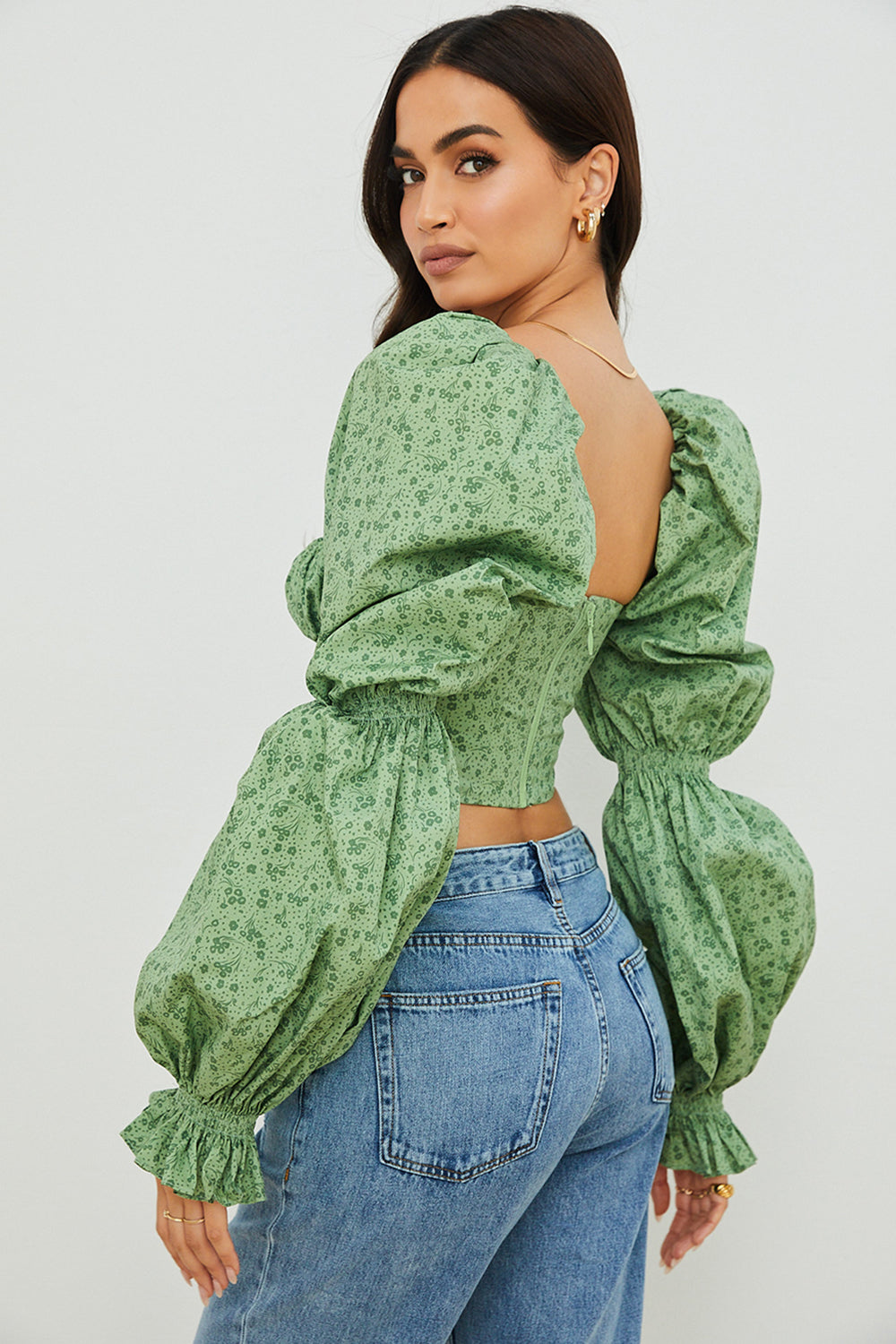 Stilla | Cropped Korsettop Med Blomster