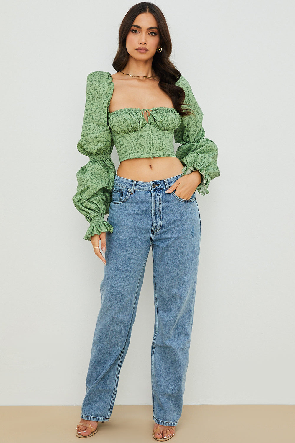 Stilla | Cropped Korsettop Med Blomster