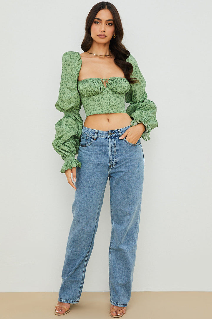 Stilla | Cropped Korsettop Med Blomster