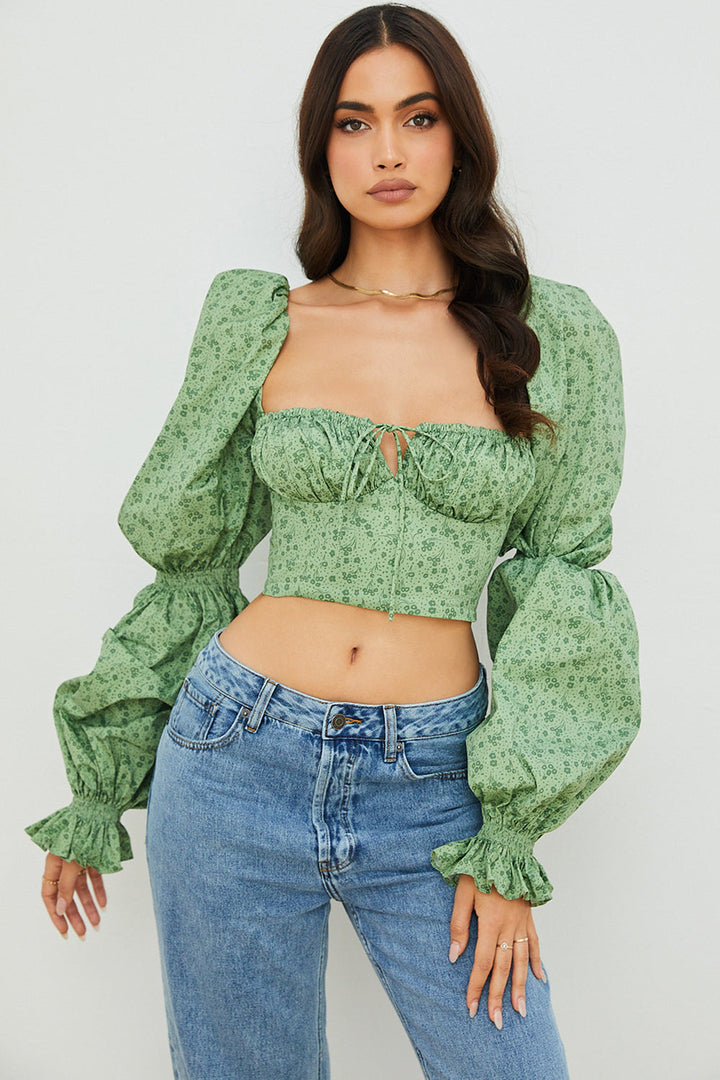 Stilla | Cropped Korsettop Med Blomster