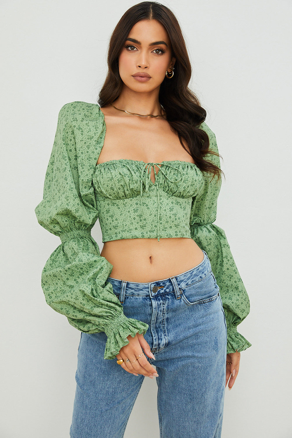 Stilla | Cropped Korsettop Med Blomster