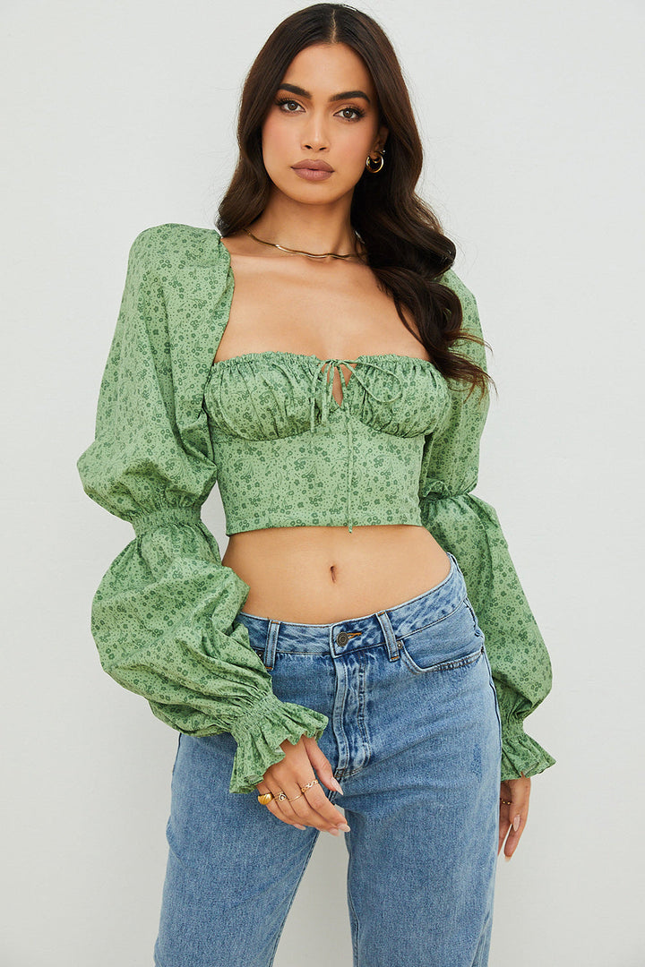 Stilla | Cropped Korsettop Med Blomster