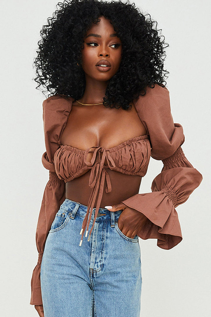 Stilla | Chokolade Smocket Top