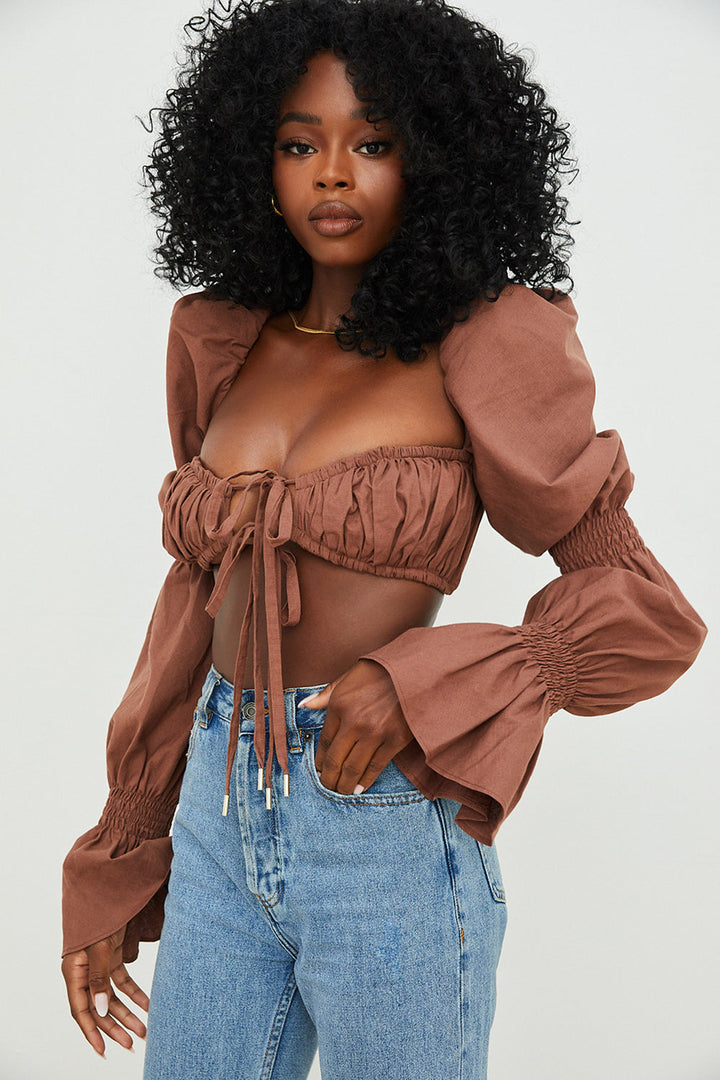 Stilla | Chokolade Smocket Top