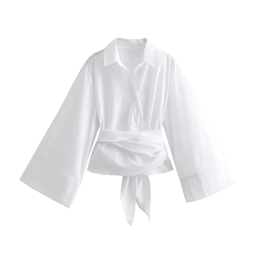 Stilla | Kimono bluse med bred sløjfebånd
