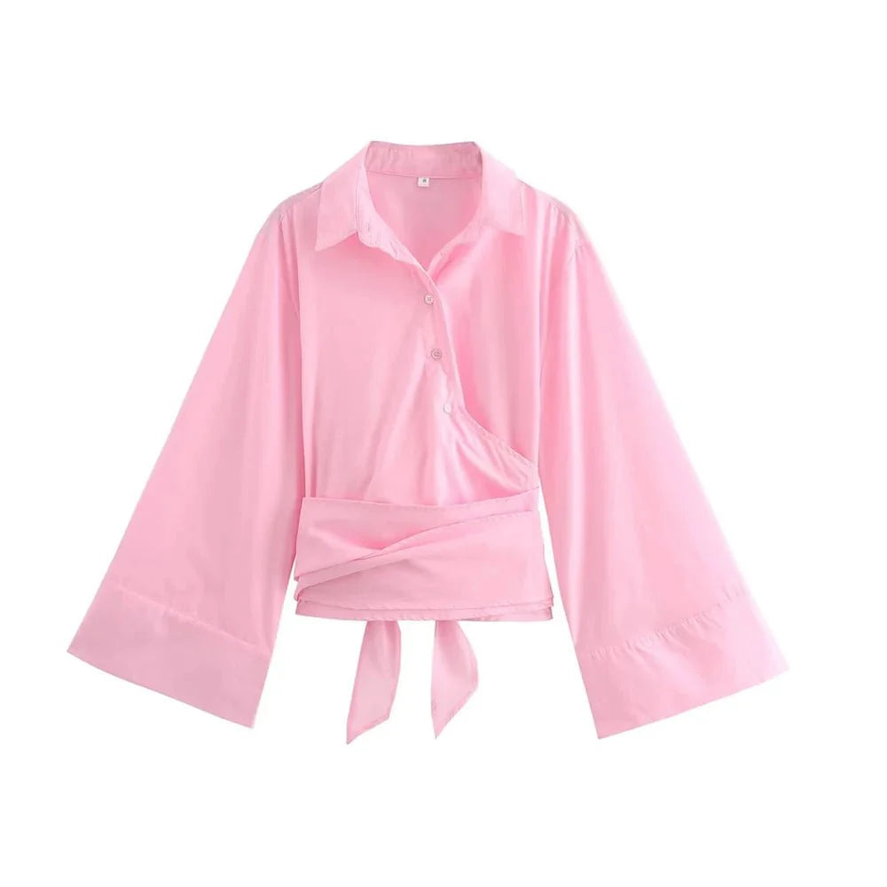 Stilla | Kimono bluse med bred sløjfebånd