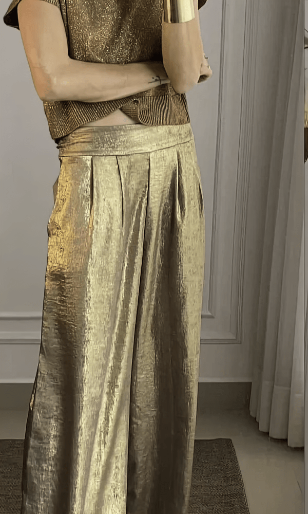 Stilla | Metallic Bluse Og Bukser Sæt