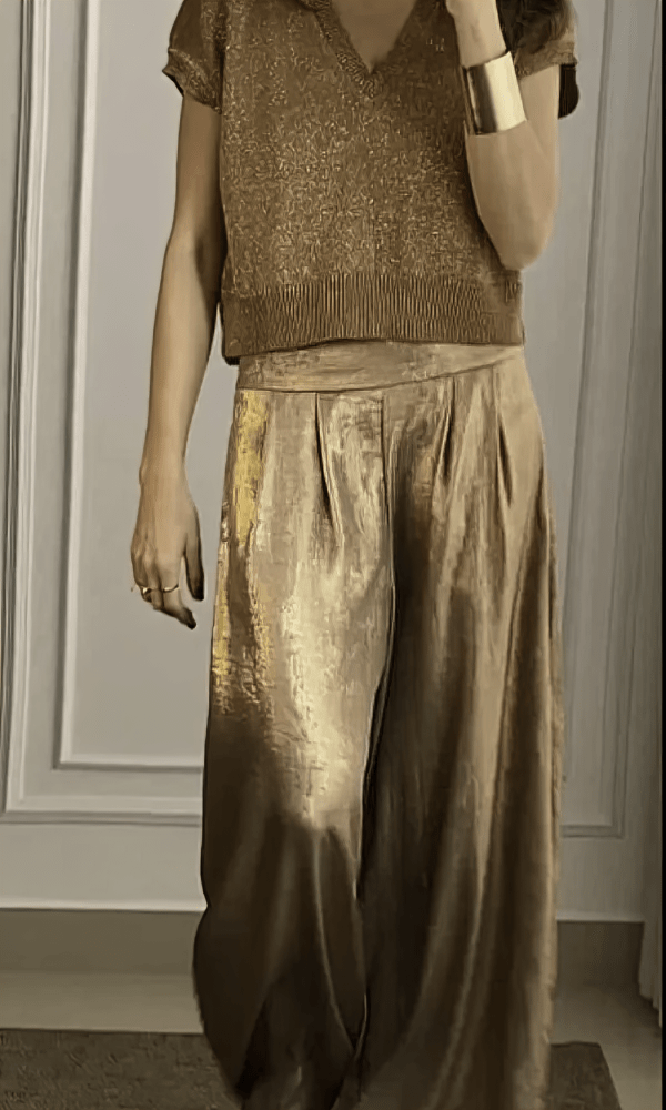 Stilla | Metallic Bluse Og Bukser Sæt