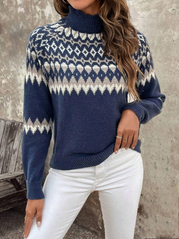 Stilla | Jacquard Strik Rullekravepullover