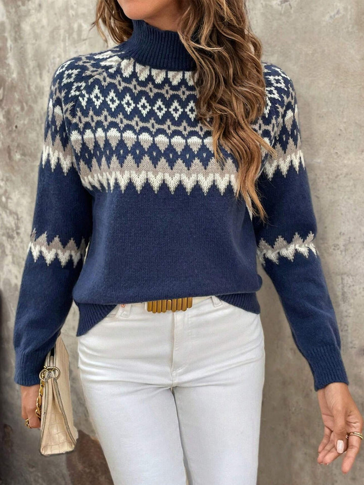 Stilla | Jacquard Strik Rullekravepullover