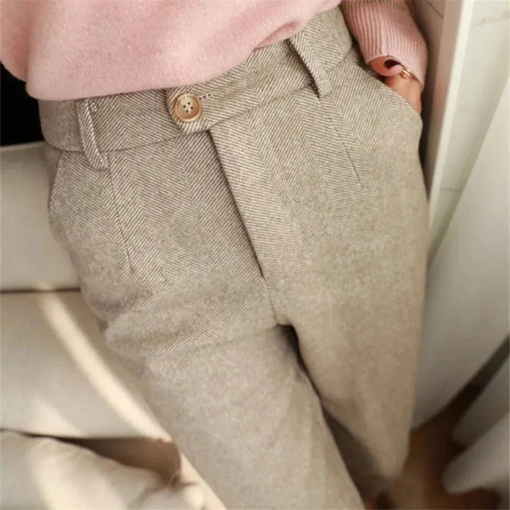 Stilla | Tweed Bukser Med Høj Talje