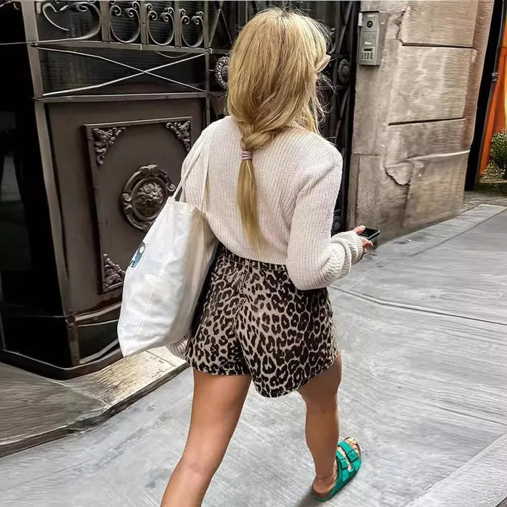 Stilla | Shorts med leopardmønster