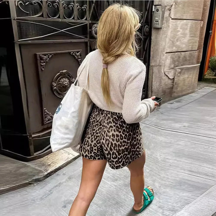 Stilla | Shorts med leopardmønster