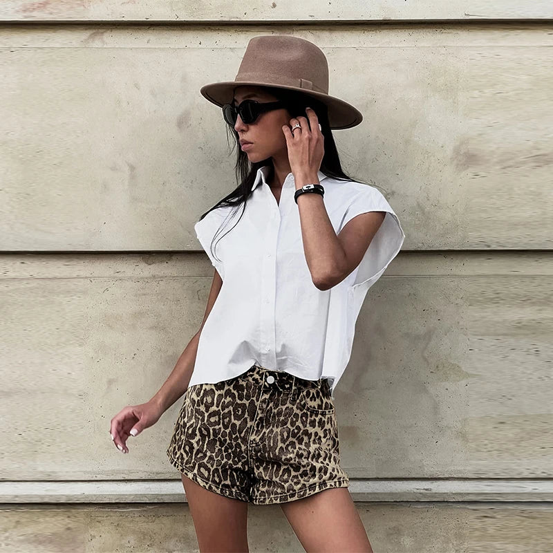 Stilla | Shorts med leopardmønster