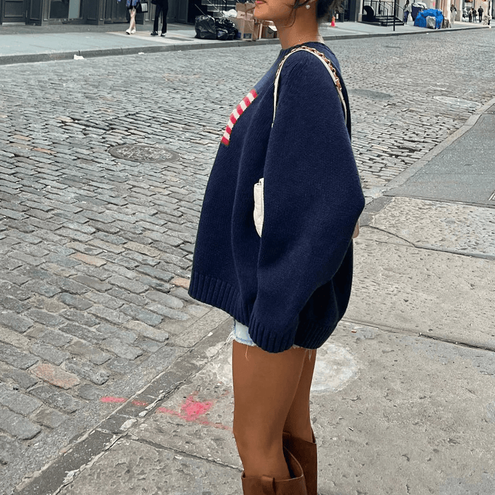 Stilla | Strikket Pullover Med Amerikansk Flag