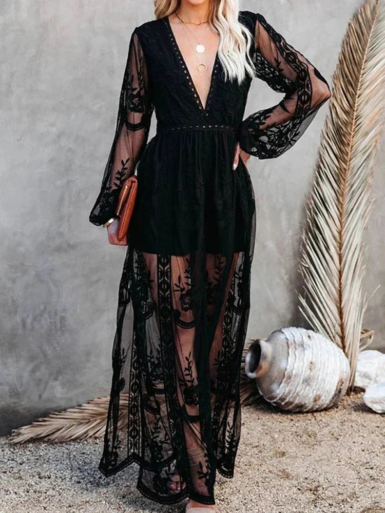 Stilla | Boho Maxikjole Med Spidser