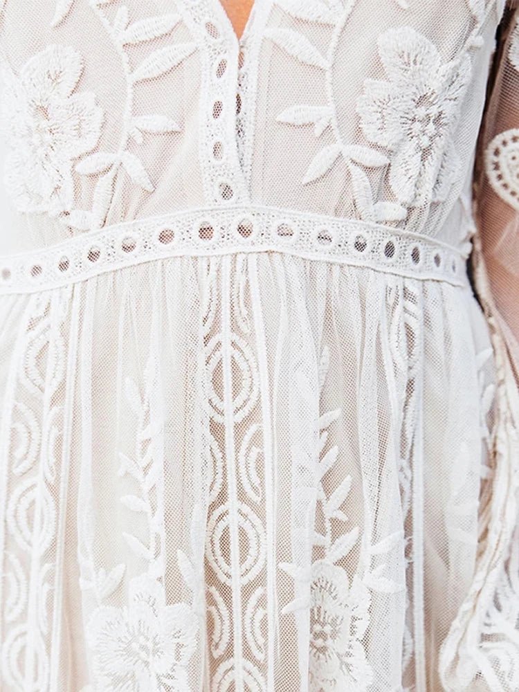 Stilla | Boho Maxikjole Med Spidser