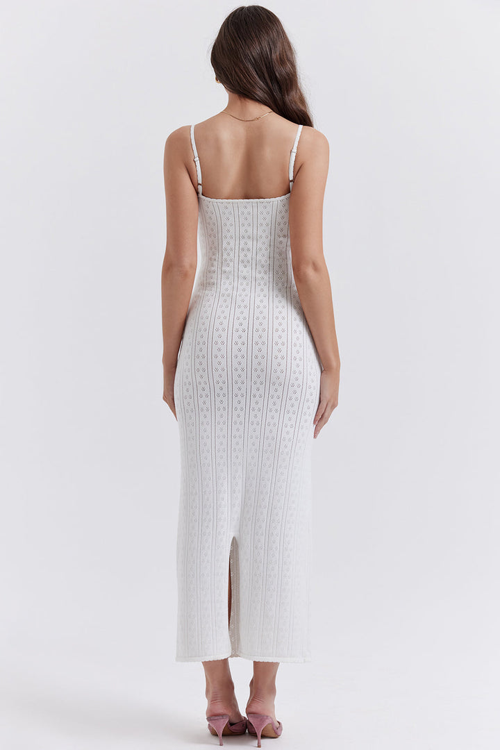 Stilla | Hvid Strikket Maxi Kjole