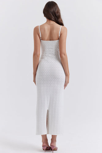 Stilla | Hvid Strikket Maxi Kjole