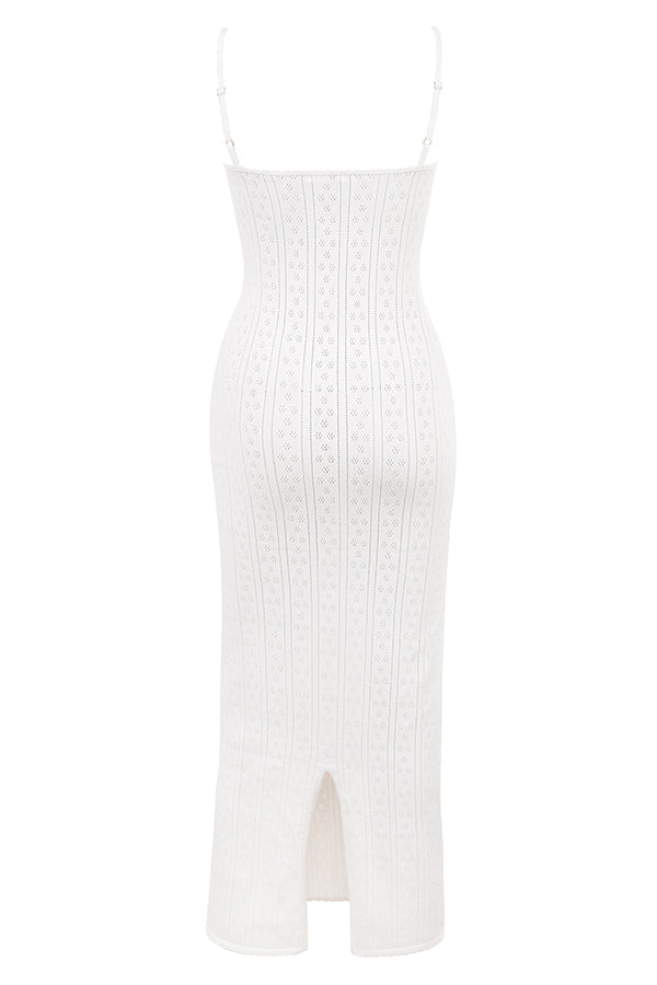 Stilla | Hvid Strikket Maxi Kjole