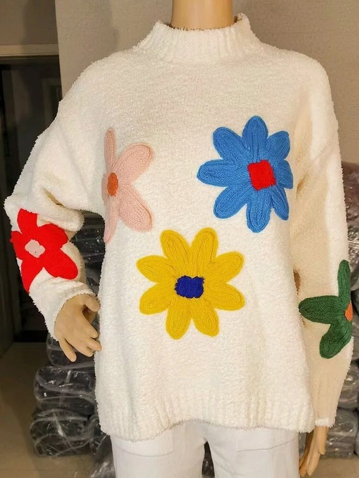 Stilla | Blomster Strikpullover til Damer