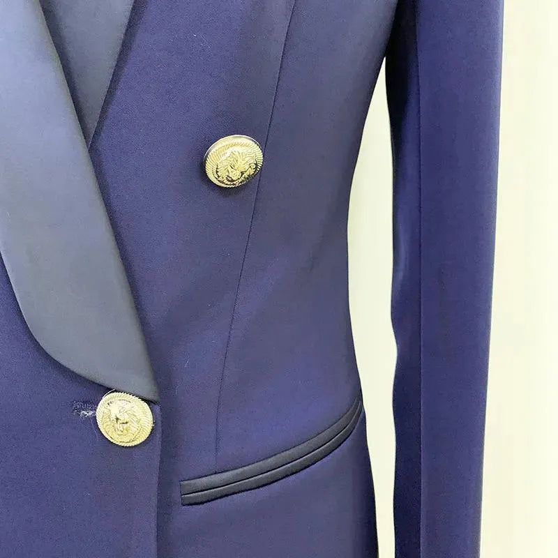 Stilla | Navy Blå Tuxedo Blazer Kvinder - Uformel - Ensfarvet