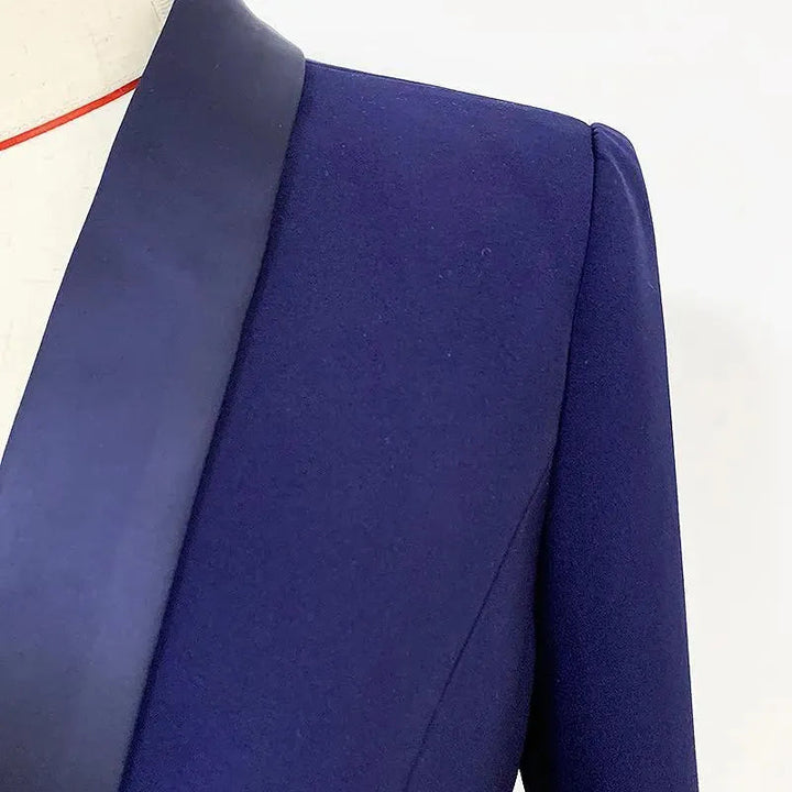Stilla | Navy Blå Tuxedo Blazer Kvinder - Uformel - Ensfarvet