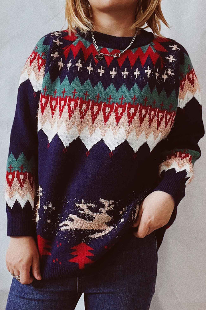 Stilla | Langærmet sweater med dyb skulderparti og rund halsudskæring