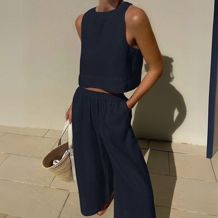 Stilla | Linned Tank Top Bukser Sæt Kvinder