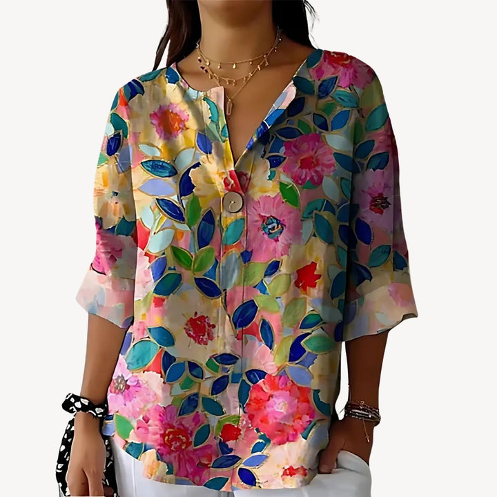 Stilla | Blomstret Print 3/4 Ærme Bluse Kvinder