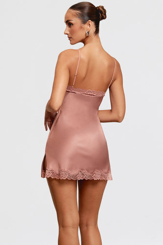 Stilla | Pink Underkjole Satin Og Blonder