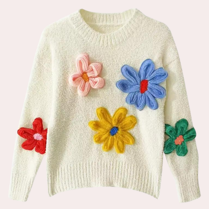 Stilla | Farverig blomsterpullover til damer