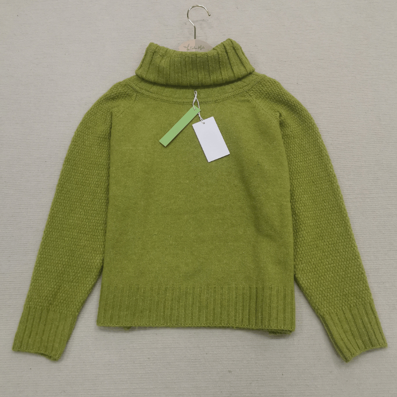 Stilla | Overdimensioneret strikket rullekravepullover i græsgrøn