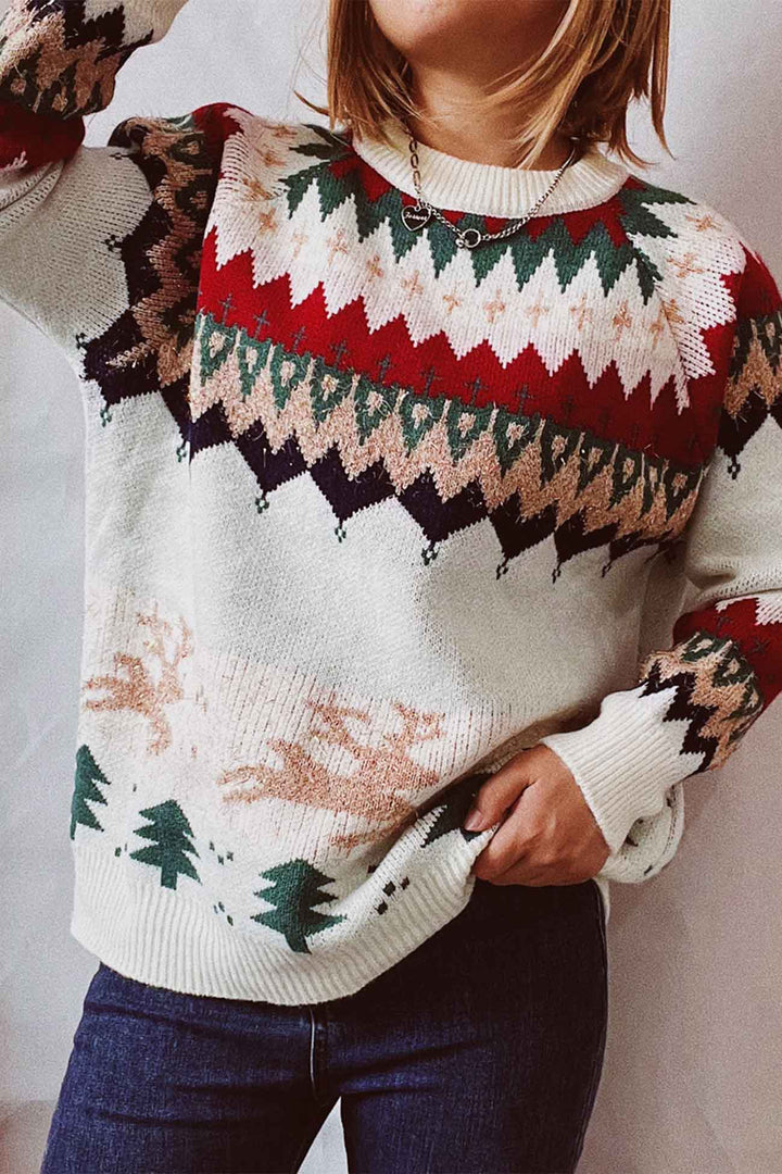 Stilla | Langærmet sweater med dyb skulderparti og rund halsudskæring