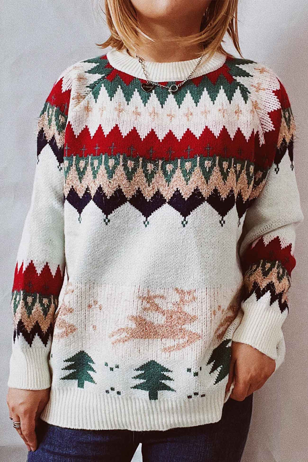 Stilla | Langærmet sweater med dyb skulderparti og rund halsudskæring